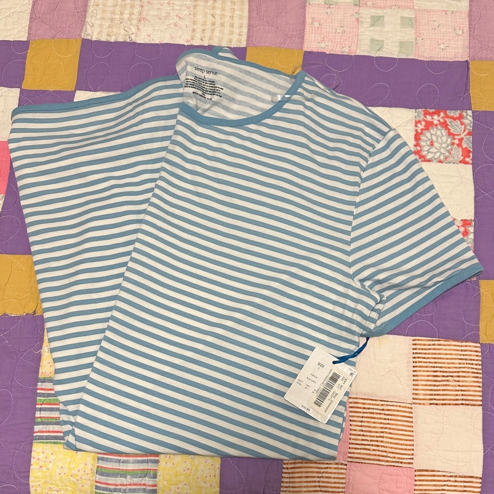 Sleep Sense. Blue Striped Gown. Women Large NWT